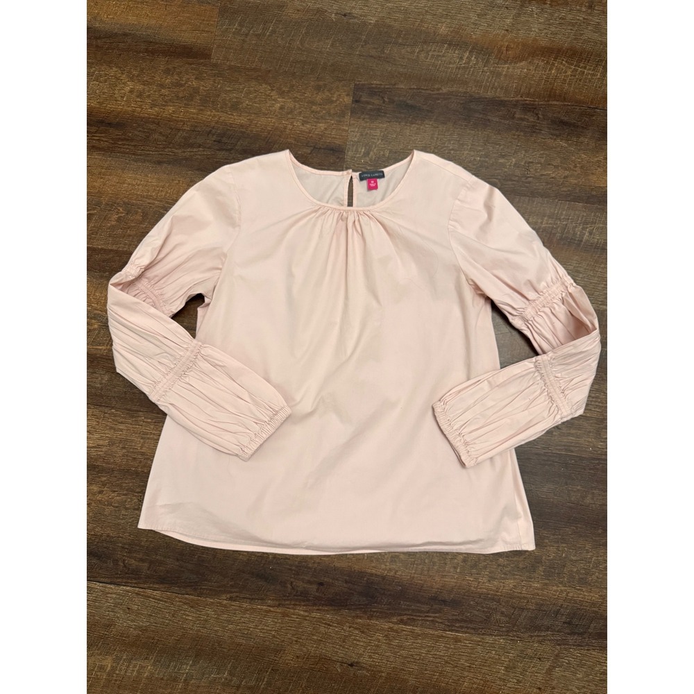 Vince Camuto Pink Blouse Women's Medium Long Sleeve Shirred Gathered Top